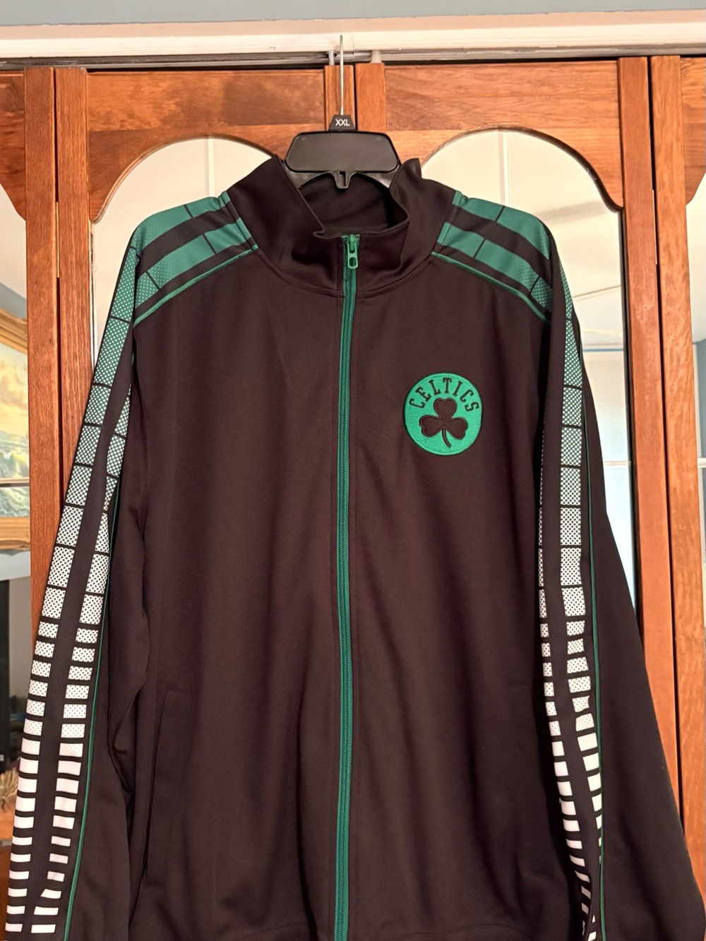 adidas Black and Green Boston Celtics Track Jacket